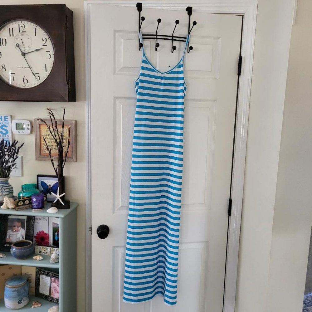 Beach pool dress. small. Blue and white stripe.